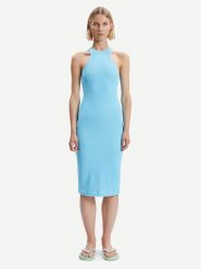 Samsøe Samsøe Sukienka codzienna Erin F23100111 Błękitny Slim Fit. Niebieskie sukienki Samsøe & Samsøe, na co dzień, l, bez wzorów, z syntetyku, bez kołnierzyka, bez ramiączek, proste. Za 399.99 zł.