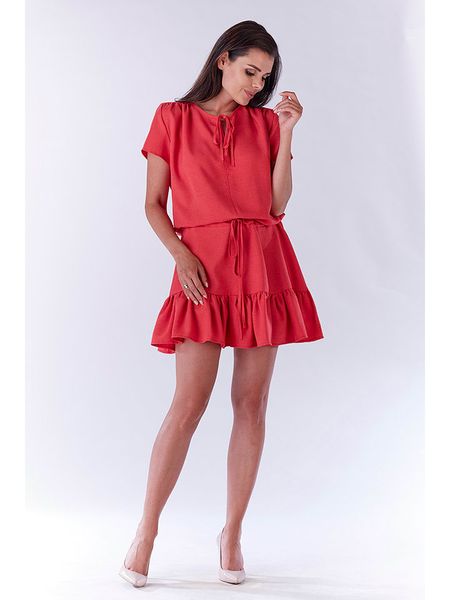 Awama Sukienka w kolorze czerwonym rozmiar: L/XL. Czerwone sukienki Awama, l, bez wzorów, bez kołnierzyka, bez ramiączek, mini. Za 192.79 zł.