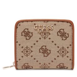 Mały Portfel Damski Guess. Brązowe portfele Guess, z aplikacjami. Za 219.99 zł.