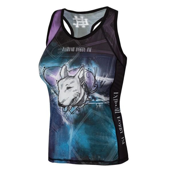 Koszulka sportowa damska bez rękawów Tank top EXTREME HOBBY BULLTERRIER. Czarne topy sportowe EXTREME HOBBY, xs, bez wzorów, z elastanu, na fitness i siłownię. Za 139.00 zł.