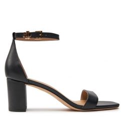 Sandały LAUREN RALPH LAUREN. Czarne sandały Lauren Ralph Lauren, bez wzorów, bez obcasa, na słupku, bez zapięcia. Za 669.99 zł.