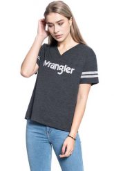 DAMSKI T-SHIRT WRANGLER V NECK DRAPE TEE BLACK W7P8E4100 112132066. Czarne t-shirty Wrangler, s, bez wzorów, bez kołnierzyka, bez ramiączek. Za 69.99 zł.