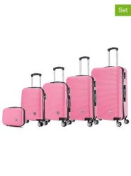 Geographical Norway 5-częściowy zestaw "Solomun" w kolorze jasnoróżowym rozmiar: onesize. Różowe walizki Geographical Norway. Za 565.99 zł.