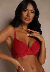 Bordowy Gładki Biustonosz o Klasycznym Fasonie Arriethia. Czerwone biustonosze Renee, bez wzorów. Za 24.99 zł.