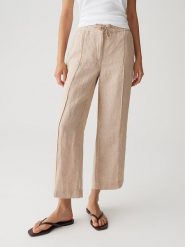 OPUS Lniane spodnie w kolorze beżowym rozmiar: 34. Brązowe spodnie materiałowe Opus, bez wzorów, ze lnu. Za 187.99 zł.