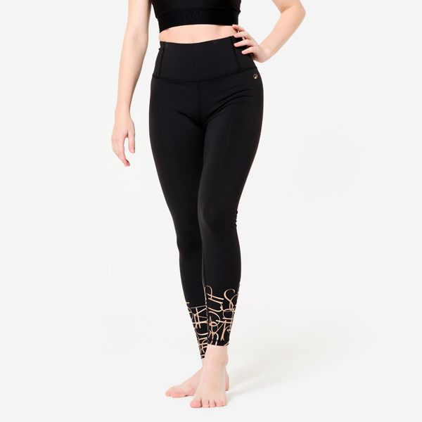 Legginsy do tańca nowoczesnego damskie Starever wysoki stan. Czarne legginsy STAREVER, bez wzorów, z elastanu, sportowe. Za 109.99 zł.