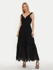 Guess Sukienka letnia Sl Palma Long W4GK46 WG571 Czarny Regular Fit. Czarne sukienki Guess, xs, z aplikacjami, z bawełny, bez kołnierzyka, bez ramiączek. Za 779.99 zł.