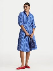 Polo Ralph Lauren Sukienka koszulowa 211891428004 Niebieski Regular Fit. Niebieskie sukienki Polo Ralph Lauren, bez wzorów, z bawełny, bez kołnierzyka, bez ramiączek, koszulowe. Za 849.99 zł.