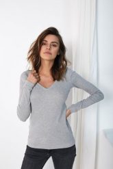 BLUZKA SARA JASNO SZARA S - Flawless. Szare bluzki Flawless, l, bez wzorów, z bawełny, casualowe, bez kołnierzyka, bez ramiączek. Za 114.00 zł.