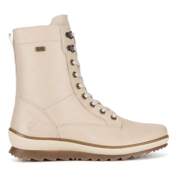 Trzewiki Remonte. Brązowe botki Remonte, bez wzorów, bez obcasa, na płaskiej podeszwie, bez zapięcia. Za 321.99 zł.