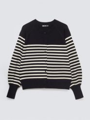 Kardigan damski w białe paski czarny Suzana 906. Czarne swetry BIG STAR, l, bez wzorów, z jeansu, biznesowe, bez ramiączek. Za 179.99 zł.