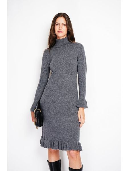 William de Faye Sukienka dzianinowa w kolorze szarym rozmiar: 42. Szare sukienki William de Faye, bez wzorów, z dzianiny, klasyczne, bez kołnierzyka, bez ramiączek, midi. Za 140.20 zł.