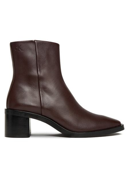 Calvin Klein Botki Block Heel Zip Boot Lth HW0HW02593 Bordowy. Czerwone botki Calvin Klein, bez wzorów, ze skóry, bez obcasa, na płaskiej podeszwie, bez zapięcia. Za 679.99 zł.