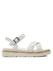 Patrizia Pepe Sandały PJ296.30 S Biały. Białe sandały Patrizia Pepe, bez wzorów, ze skóry, bez obcasa, na płaskiej podeszwie, bez zapięcia. Za 329.99 zł.