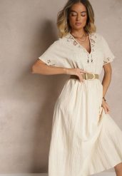 Beżowa Bawełniana Sukienka w Stylu Boho z Kieszonkami Orrane. Brązowe sukienki Renee, l, bez wzorów, z bawełny, boho, bez kołnierzyka, bez ramiączek, maxi. W wyprzedaży za 118.99 zł.