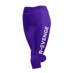Legginsy techniczne do biegania Capri damskie z taśmami kinetycznymi. Fioletowe legginsy R-EVENGE, bez wzorów, z elastanu. Za 212.88 zł.