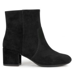 Botki Geox. Czarne botki Geox, bez wzorów, bez obcasa, na słupku, bez zapięcia. Za 319.99 zł.
