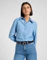 DAMSKA KOSZULA JEANSOWA LEE BALLOON SLEEVE SHIRT NEVER AGES 112370985. Koszule Lee, s, bez wzorów, z jeansu, bez kołnierzyka, bez ramiączek. Za 199.99 zł.