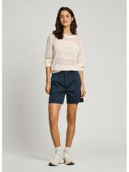 Pepe Jeans Szorty chino "Vania" - Regular fit - w kolorze granatowym rozmiar: S. Niebieskie szorty Pepe Jeans, z aplikacjami, z jeansu. Za 167.67 zł.