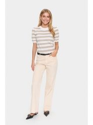 SAINT TROPEZ Sweter "Mila" w kolorze biało-beżowym rozmiar: L. Białe swetry Saint Tropez, l, bez wzorów, z wiskozy, klasyczne, bez ramiączek. Za 113.63 zł.