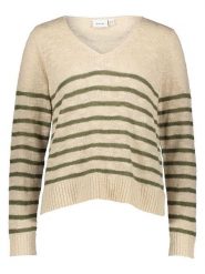 Vila Sweter w kolorze beżowo-zielonym rozmiar: S. Brązowe swetry Vila, s, bez wzorów, z bawełny, bez ramiączek. Za 78.84 zł.