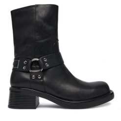 Botki Just Cavalli. Czarne botki Just Cavalli, bez wzorów, bez obcasa, na płaskiej podeszwie, bez zapięcia. Za 809.99 zł.