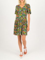 Blutsgeschwister Sukienka "Summer Ease Cache" w kolorze zielonym ze wzorem rozmiar: L. Brązowe sukienki Blutsgeschwister, na co dzień, l, bez wzorów, z wiskozy, klasyczne, bez kołnierzyka, bez ramiączek, mini, proste. Za 139.87 zł.