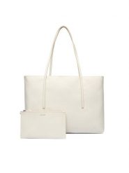Calvin Klein Torebka Emblem Aop Tote W/ Pouch LV04F3266G Écru. Shopper bag Calvin Klein, bez wzorów, ze skóry, bez dodatków. Za 649.99 zł.