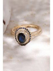 DIAMANTA Złoty pierścionek "Firenze nouvelle" z diamentami i szafirem rozmiar: 58. Niebieskie pierścionki DIAMANTA, z diamentem, złote. Za 3,371.99 zł.