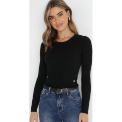 Czarny Sweter Prążkowany z Metaliczną Nitką Baati. Czarne swetry Born2be, s, z aplikacjami, z dzianiny, eleganckie, bez ramiączek. W wyprzedaży za 63.99 zł.