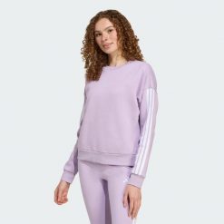 Bluza Essentials 3-Stripes Fleece. Białe bluzy bez kaptura adidas, l, bez wzorów, z materiału, bez kaptura. Za 219.00 zł.