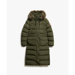 Damski płaszcz ze sztucznego futra Superdry Everest. Czarne płaszcze Superdry, m, bez wzorów, z syntetyku, eleganckie, bez kaptura. Za 818.80 zł.