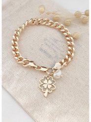 Atelier MIU Pozłacana bransoletka z cyrkoniami i perłą rozmiar: onesize. Białe bransoletki atelier MIU, z cyrkonią, pozłacane. Za 69.91 zł.