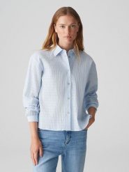 OPUS Koszula w kolorze błękitnym rozmiar: 44. Niebieskie koszule Opus, bez wzorów, bez kołnierzyka, bez ramiączek. Za 143.99 zł.