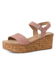 S.Oliver Skórzane sandały w kolorze jasnoróżowym na koturnie rozmiar: 41. Różowe sandały S.Oliver, bez wzorów, z otwartym noskiem, bez obcasa, na koturnie, bez zapięcia. Za 165.99 zł.