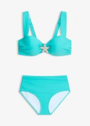 Bikini balkonetka z ozdobną rozgwiazdą (2 części). Niebieskie bikini bonprix, bez wzorów. Za 119.99 zł.