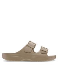 Crocs Klapki Saturday Sandal W 213586 Beżowy. Brązowe klapki Crocs, bez wzorów, z tworzywa sztucznego, bez obcasa, bez zapięcia. Za 169.99 zł.