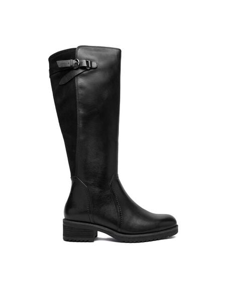 Caprice Oficerki 9-25691-41 Czarny. Czarne kozaki Caprice, bez wzorów, ze skóry, bez obcasa, na płaskiej podeszwie, bez zapięcia. Za 664.99 zł.