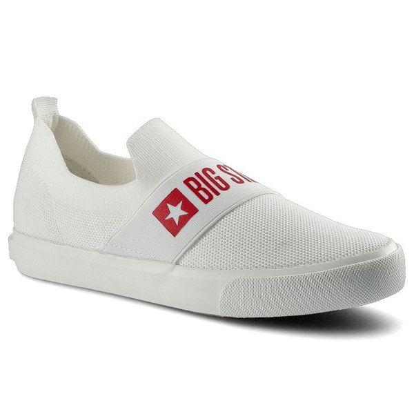 Białe Tenisówki Damskie Big Star Lekkie Półbuty. Białe półbuty wsuwane BIG STAR, bez wzorów, z jeansu, retro, bez obcasa. Za 109.00 zł.