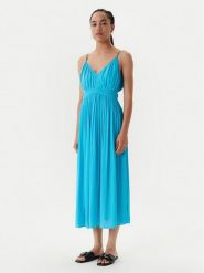 Morgan Sukienka letnia 251-ROIYA Turkusowy Loose Fit. Niebieskie sukienki Morgan, bez wzorów, z syntetyku, bez kołnierzyka, bez ramiączek. Za 429.99 zł.