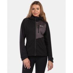 Damska kurtka softshell Kilpi BELTRA-W. Czarne kurtki przejściowe sportowe Kilpi, xl, bez wzorów, z softshellu, bez kaptura, trekkingowe. Za 473.69 zł.