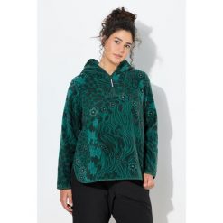 Damskie Polarowa bluza z kapturem krótka wzór kwiatowy/w panterkę kaptur. Zielone bluzy z kapturem Ulla Popken, plus size, bez wzorów, z materiału, z kapturem. Za 239.99 zł.