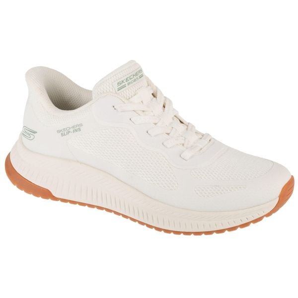 Buty sportowe Sneakersy damskie, Slip-Ins: Bobs Squad 4 - Staple Look. Białe buty sportowe lifestyle Skechers, bez wzorów, bez zapięcia, trekkingowe, skechers sport. Za 309.99 zł.