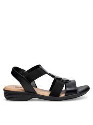 Go Soft Sandały WI16-956-08 Czarny. Czarne sandały GO SOFT, bez wzorów, ze skóry, bez obcasa, na płaskiej podeszwie, bez zapięcia. Za 199.99 zł.