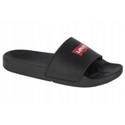 Klapki Unisex Dla Dorosłych June Batwing. Czarne klapki Levi's, bez wzorów, z gumy, z otwartym noskiem, bez obcasa, na obcasie, bez zapięcia. Za 99.00 zł.