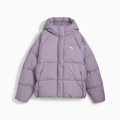 Kurtka z kapturem damska Puma DOWN PUFFER fioletowa r L. Fioletowe kurtki Puma, l, bez wzorów, z materiału, z kapturem. Za 508.50 zł.