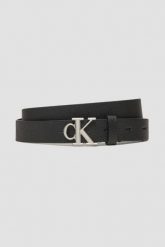 CALVIN KLEIN Czarny damski pasek ze srebrnym CK, Rozmiar 85. Czarne paski Calvin Klein, bez wzorów. W wyprzedaży za 189.99 zł.