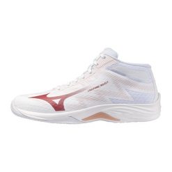 Damskie buty halowe Mizuno Lightning Select Mid Wos. Białe buty do biegania Mizuno, bez wzorów, bez zapięcia, do biegania. Za 369.99 zł.