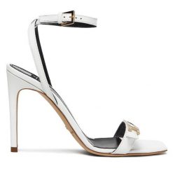 Sandały Elisabetta Franchi. Białe sandały Elisabetta Franchi, bez wzorów, bez obcasa, na szpilce, bez zapięcia. Za 3,039.00 zł.