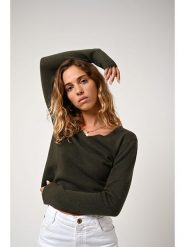 AUTHENTIC CASHMERE Kaszmirowy sweter "Galise" w kolorze khaki rozmiar: M. Brązowe swetry AUTHENTIC CASHMERE, m, bez wzorów, z kaszmiru, bez ramiączek. Za 220.12 zł.
